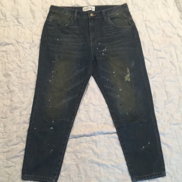 Wildfox Denim - WildFox Distressed Baggy Splatter Cropped Jeans